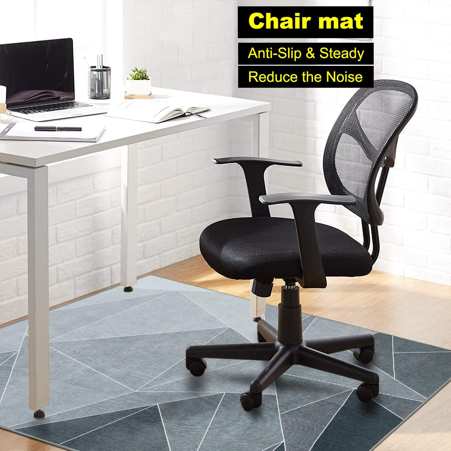SAIKOOWA Office Chair Mat for Hardwood Floor,60“*48” Heavy Duty Floor Mat for Office Chair,Rolling Desk Chair Mat - 3.86lbs Anti-SlipChair Mat for Laminate/Tile Floor Black Grey