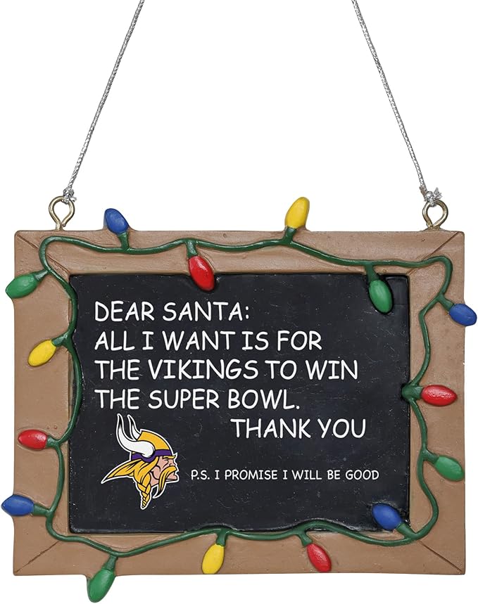 NFL Resin Holiday Christmas Chalkboard Sign Ornament