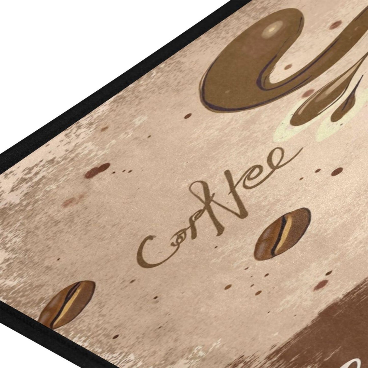 Coffee Cup Kitchen Rug Washable Bath Floor Mat Retro Non-Slip Runner Carpet Doormat for Bathroom Living Room Bedroom 39x20 inch