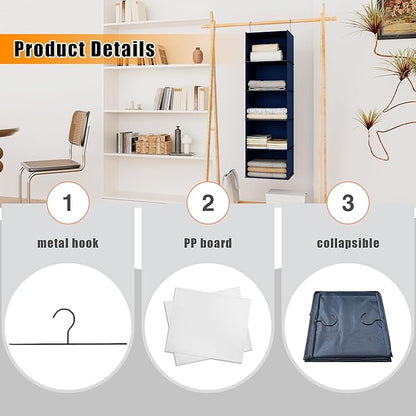 Hanging Closet Organizer and Storage 5-Shelf, Easy Mount Foldable Hanging