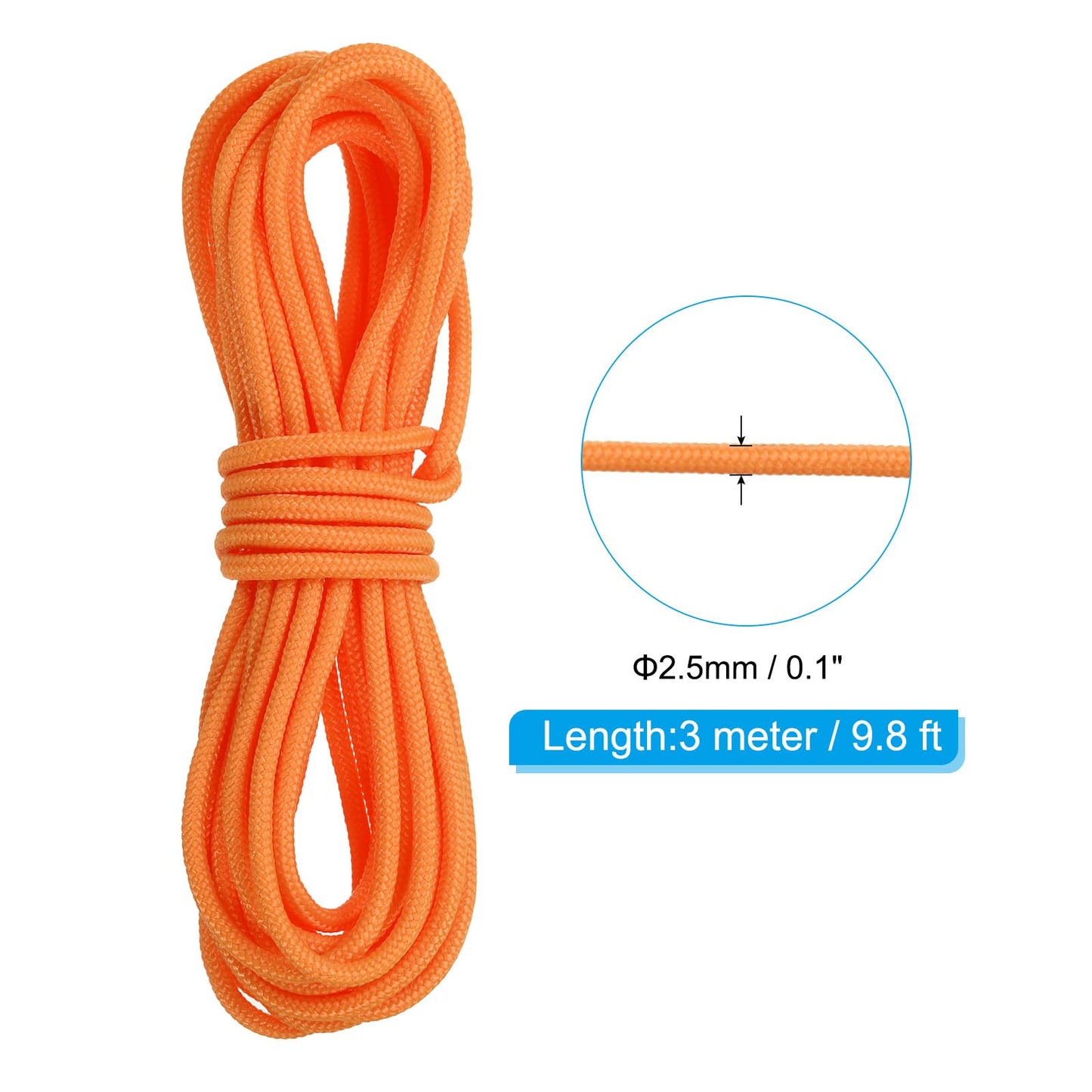 PATIKIL Archery D Loop Rope 10 FT, Bow D Loop String Release Material Nock Wire Nocking Loop Buckle Ring for Compound Bowstring, Orange