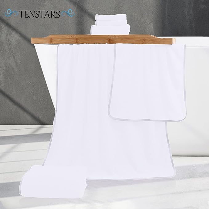 TENSTARS Luxury Silk Hemming Towel Set