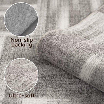 GEMBED Modern Area Rug - 5'x7' Machine Washable Rug for Bedroom Living Room, Soft Non Slip Non Shedding, Geometric Style Rugs for Home Decor, Nursery, Playroom, Teen Dorm, Grey