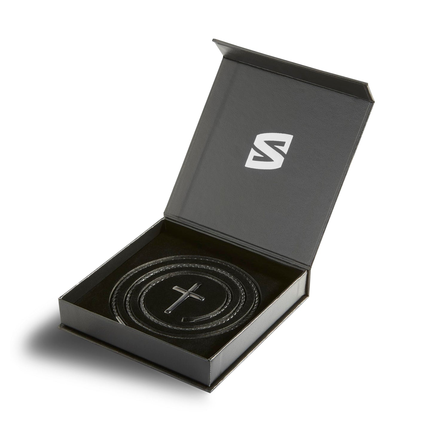 SERASAR Leather Chain Men Necklace with Pendant - 50cm Black Choker Jewellery Box for Real Locket Necklet