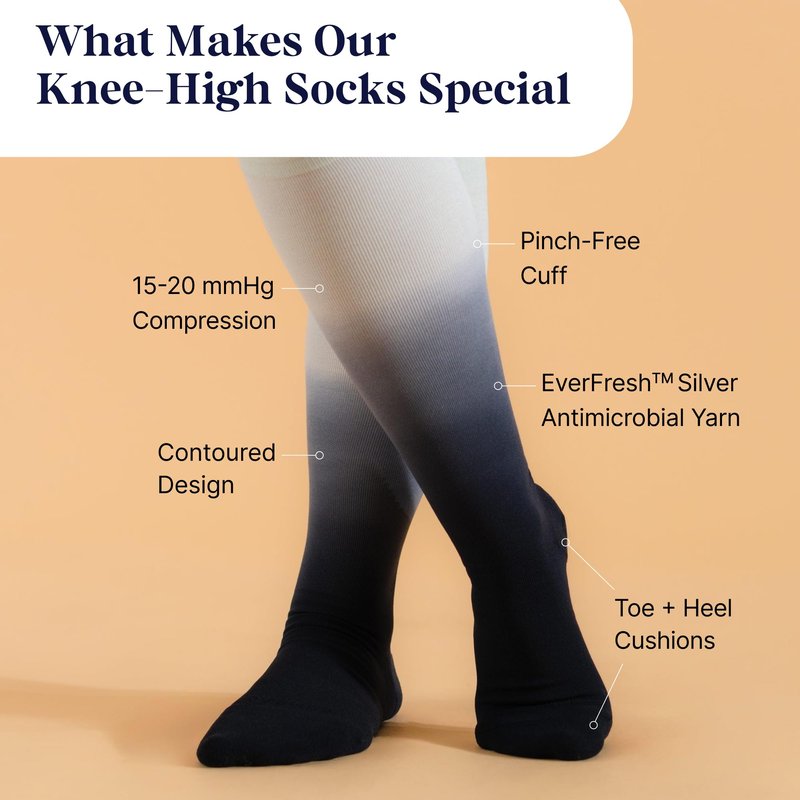 Comrad 3-Pack Knee-High Compression Socks for Multipurpose Wear (Solid Black, Extra Large) - Premium Nylon Support Socks are Thin & Breathable for Pregnancy, Nurses, & Athletes - Men & Women