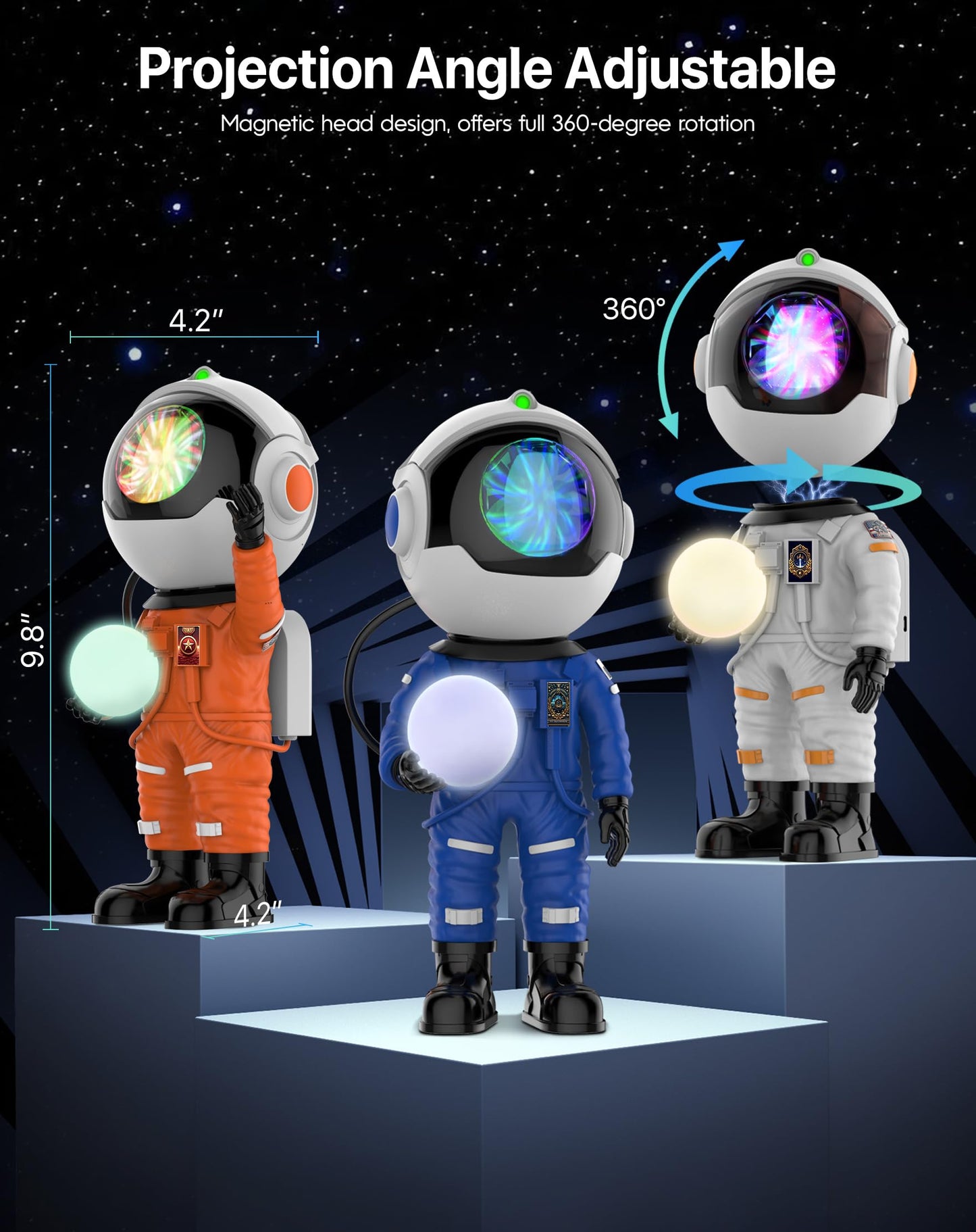 Rossetta Astronaut Galaxy Projector, Star Projector for Bedroom, LED Night Light for Kids Room with Timer and Remote, Gifts for Kids, Adults, Party, Birthday, Christmas, Easter