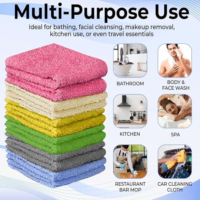 100% Cotton Washcloth Set – Soft, Absorbent Face Towels
