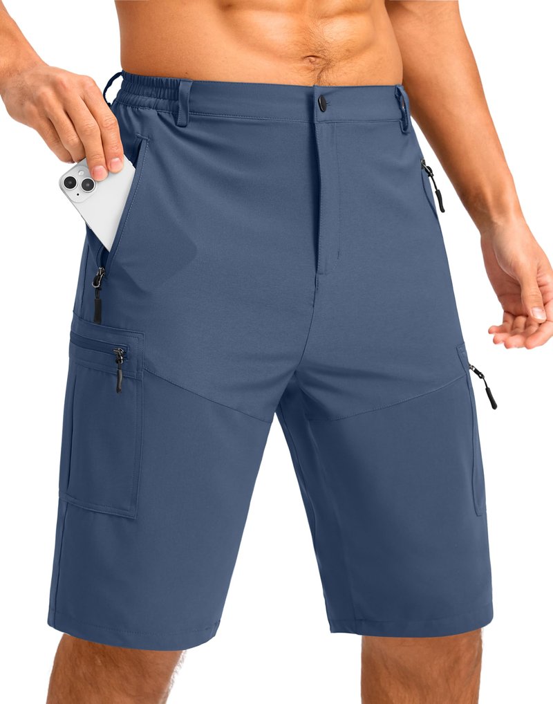 Pudolla Men's Hiking Shorts 11" Lightweight Cargo Work Shorts for Men Summer Travel Golf Casual Outdoor with 5 Pockets(Dark Navy 3X-Large)