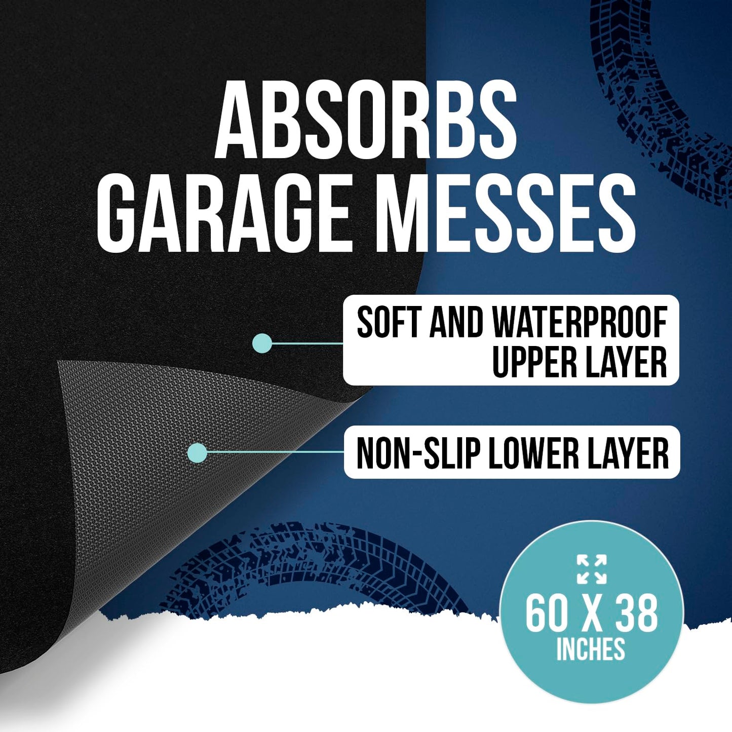 ITSOFT Garage Floor Mat for Under Car 5x3 Feet, Oil Spill Mat & Mechanic Pad, Oil Drip Pan, Absorbent, Washable, Non Slip & Waterproof Garage Mats