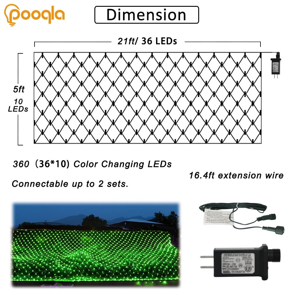 Christmas Net Lights Outdoor, 360 LED 21ft x 5ft Large Net Mesh String Lights 8 Modes, Twinkle Lights Connectable Plug in for Bushes Hedge Yard Garden Party Decor, Green