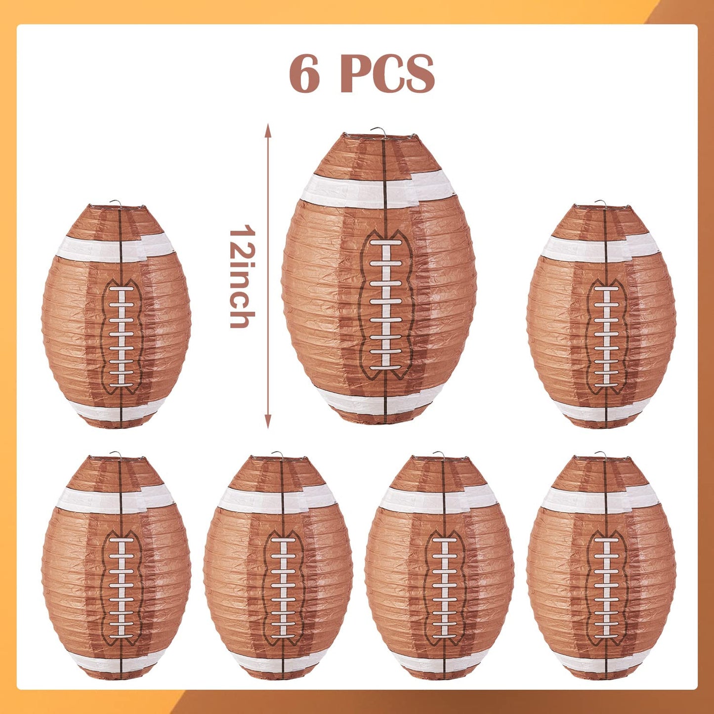 Easy Joy 12 Inch Football Party Decorations Football Lanterns Football Paper Lanterns Football Hanging Lanterns Creative Football Party Decorations