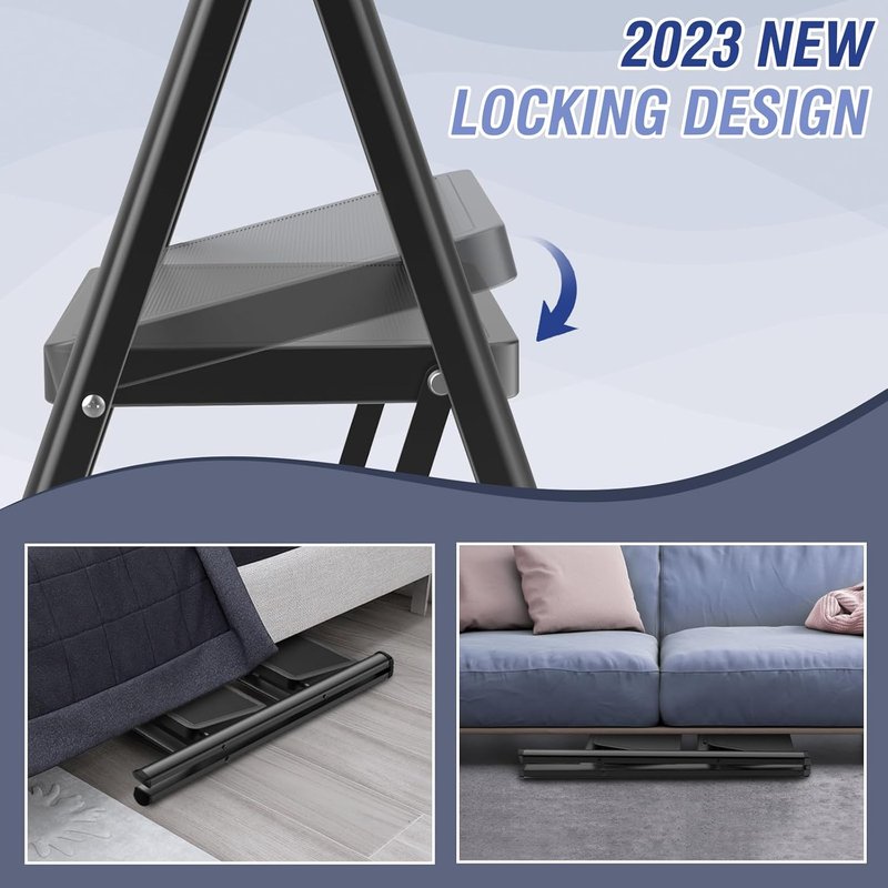 HBTower 2 Step Ladder - Lightweight Folding Step Stool with Anti-Slip Pedal | 330 Lbs Capacity, Portable Design