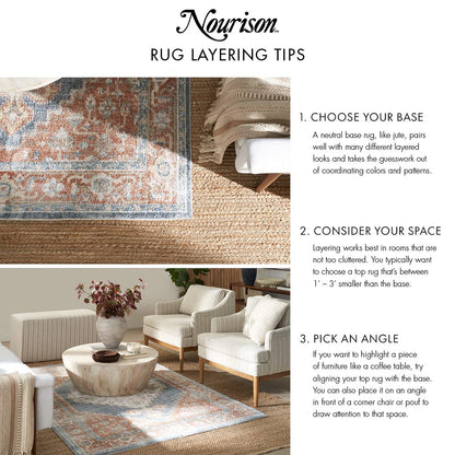 Nourison Home Natural Jute Ivory 5' x 7' Area Rug - Easy Clean, Non Shedding, Bed Room, Living Room, Dining Room, Kitchen (5' x 7')
