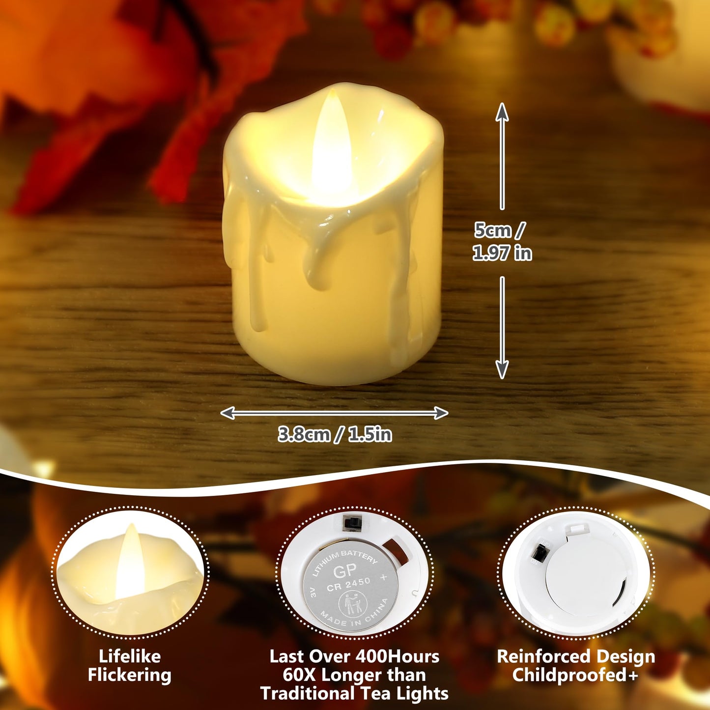 Topstone Flameless Candles with Remote Control，Battery Operated LED Candles with Timer & Dimmable Function, Realistic Wax Dripping Design, Perfect for Home Decor, Wedding, Christmas Decorations (24)
