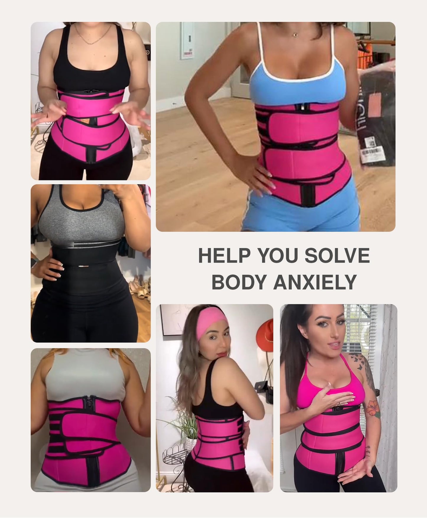 Lover-Beauty Waist Trainer for Women Long Torso Sauna Workout Waist Trainer Double Belts Neoprene Corset Waist Cincher Trimmer with Zipper