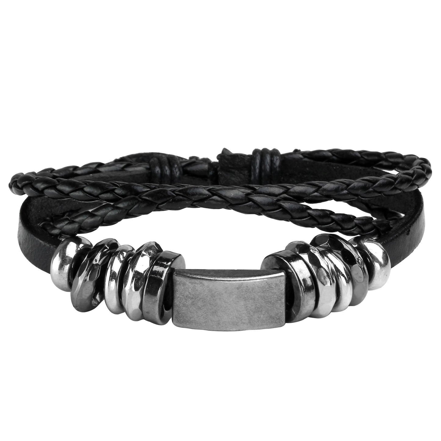 Eigso 12 Pcs Men's Braided Leather Bracelets Vintage Country Cowboy Bracelet for Man Brown Wood Wristband