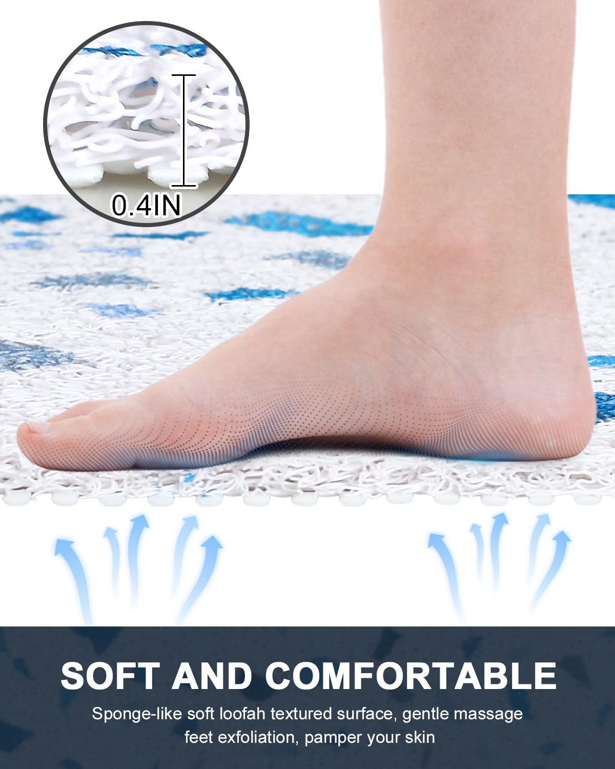 Non Slip Shower Mat with Drain Holes in Middle: 27×27Inch Super Soft Loofah Shower Mats for Inside Shower, Shower Stall Mats Floor Mats for Home,Hotel,Spa,Gym