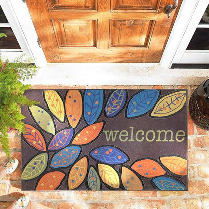 CHICHIC Door Mat, Welcome Mat 17x 30 Inch Front Door Mat Outdoors for Home Entrance Outdoors Mat for Outside Entry Way Doormat Entry Rugs, Heavy Duty Non Slip Rubber Back Low Profile, Leaves