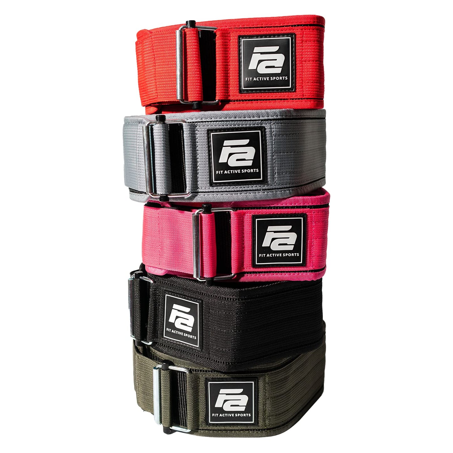 Fit Active Sports Self-Locking Weight Lifting Belt | Premium Weightlifting Belt for Cross Training & Power Lifting | Fast Locking Release Mechanism for Fitness and Power Lifting | Black, Large