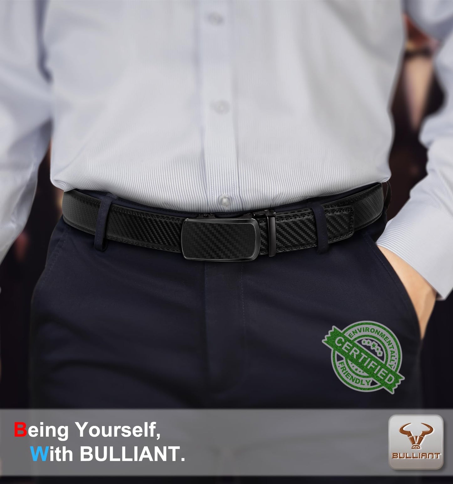 BULLIANT Men's Ratchet Belt 2 Pack-Click Leather Belt Adjustable for Men Gift 1 3/8-Cut for Perfect Fit(Black/Tawny,34"-40" Waist Adjustable)