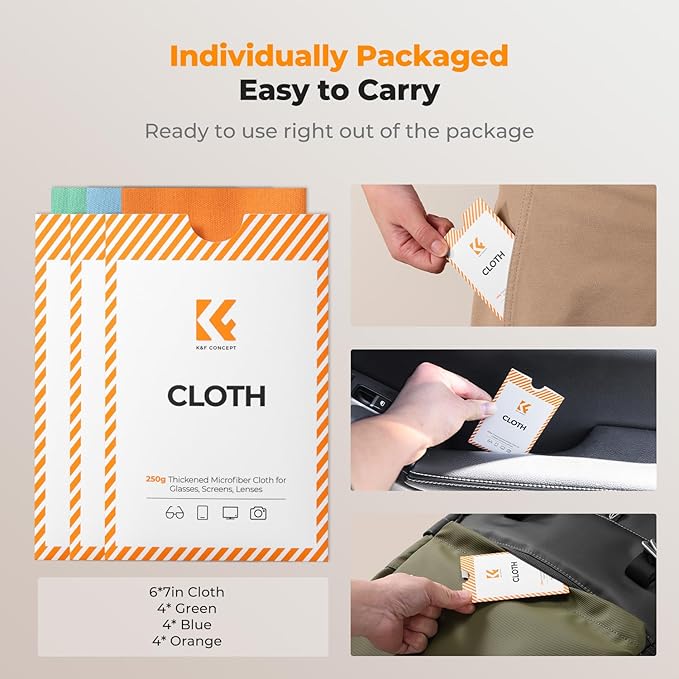 K&F CONCEPT 6 Pack Lens Cleaning Cloth | Microfiber Cleaning Cloth | Glasses