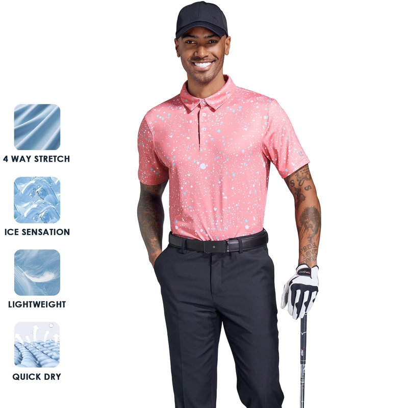 Ephemoca Men's Performance Dry Fit Golf Shirt, Quick-Dry Short Sleeve Polo, Moisture Wicking Red L