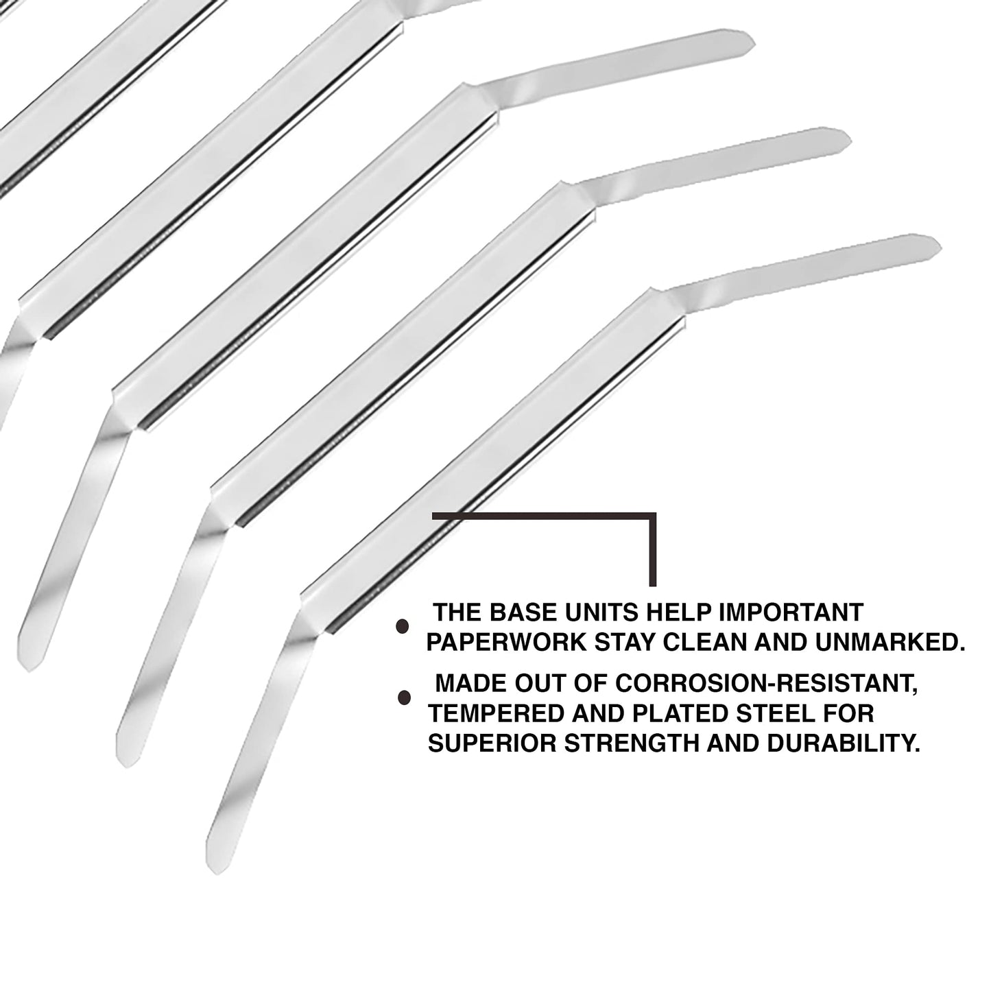OLYMPX 50 Pcs of 3.5” Capacity Premium Metal Prong Paper Fastener Complete Set, 2.75 Inch Base with Standard 2-Hole Punch Compressor for Paper File Folder, 50 per Box