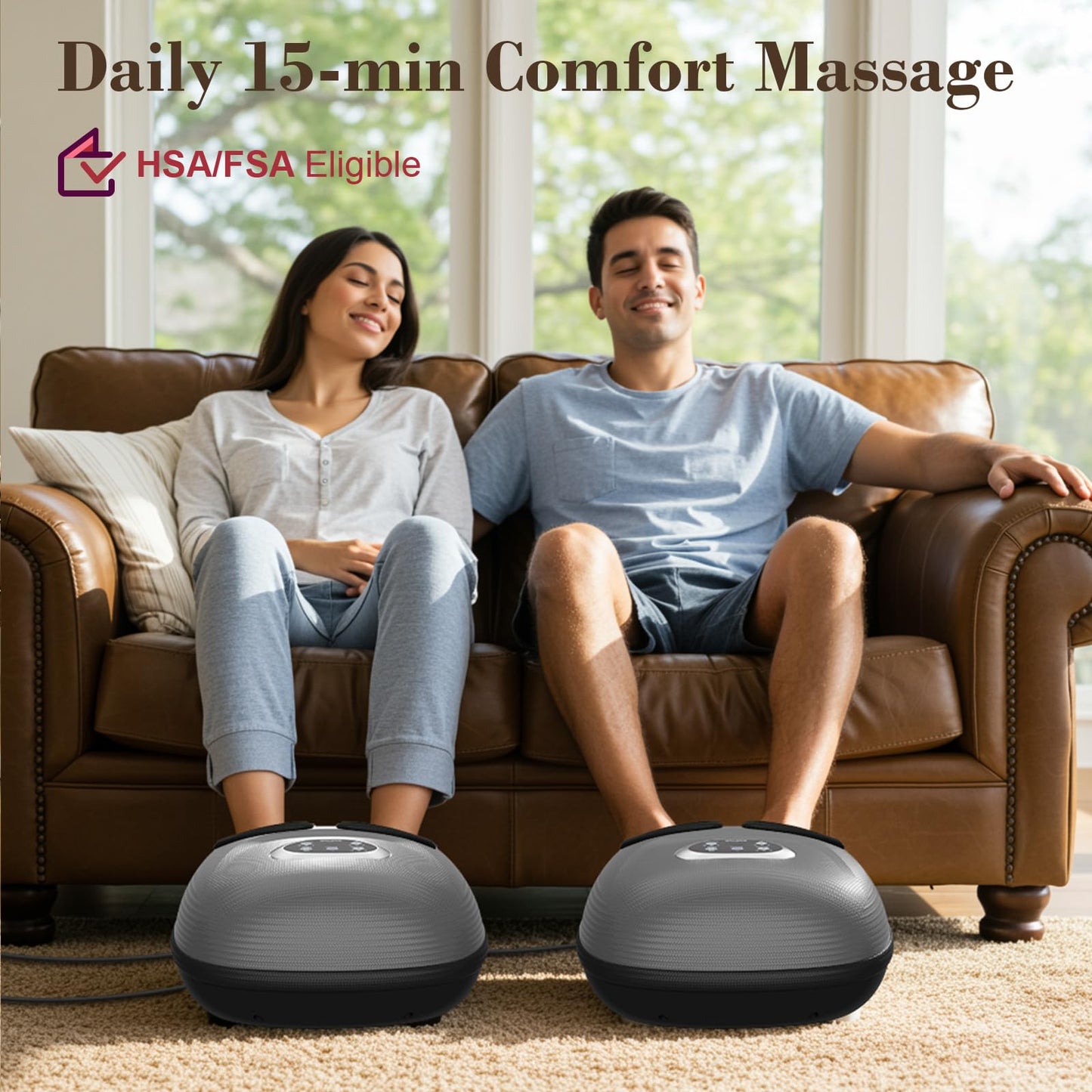Foot Massager FSA Eligible HSA, Feet Massager with Heat for Plantar Fasciitis Relief, 5 Levels Compression & Vibration Massage for Neuropathy, Christmas Gifts for Women Men, Fits Up to 13"