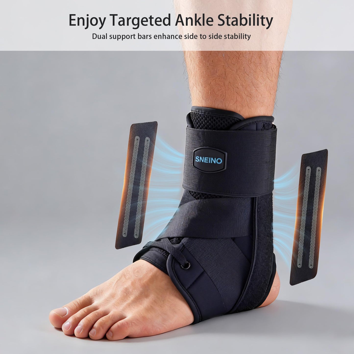 SNEINO Ankle Brace for Women Men - Ankle Support Brace for Sprained Ankle,Ankle Stabilizer for Achilles,Tendon,Sprain,Injury Recovery,Lace up Ankle wrap for Running,Basketball,Volleyball (Medium, Ankle Brace)