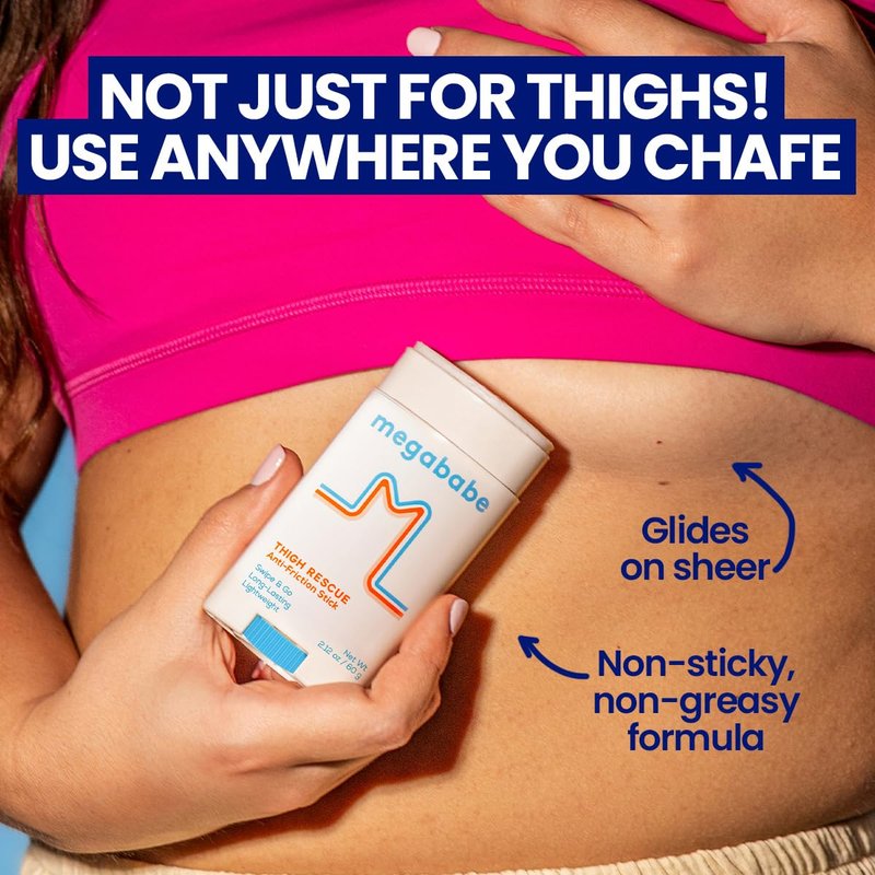 Megababe Thigh Rescue Anti-Chafe Stick | Prevents skin chafe & irritation | Thighs, arms, bra-lines & more | Summer and Hot Weather Essentials | 2.12oz (Pack of 2)