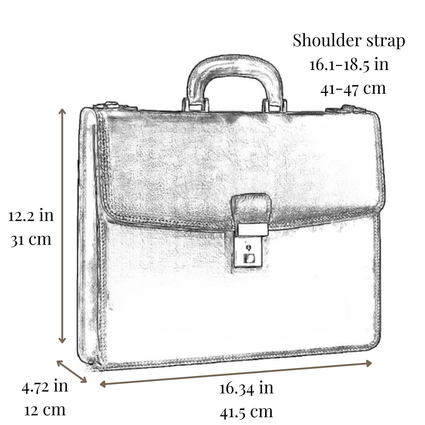 Time Resistance Leather Briefcase - Italian Handmade Leather Laptop Bag - Handbag for Men - Professional Computer Case (Black)
