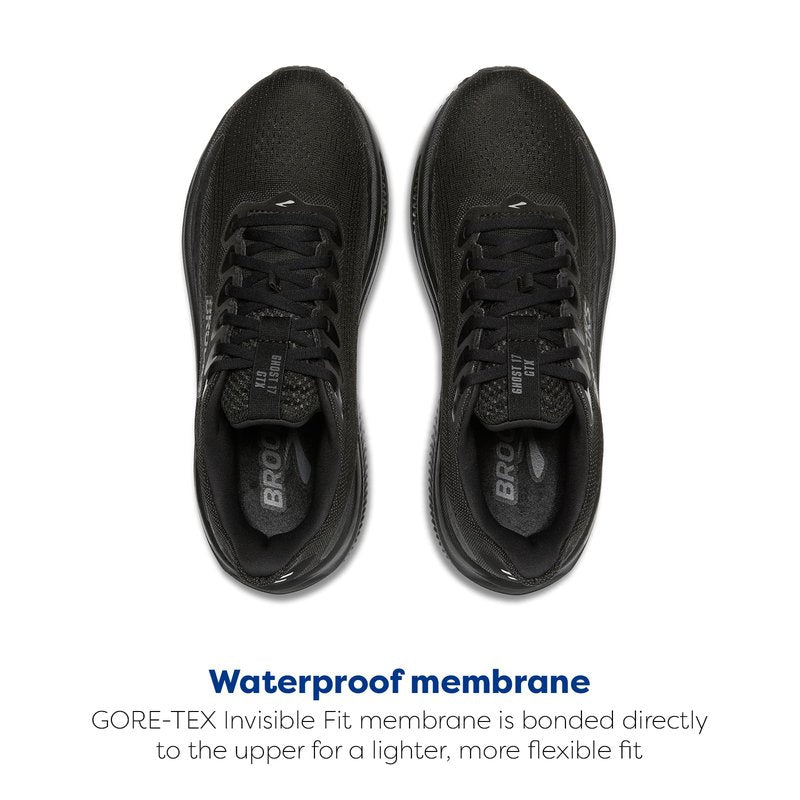 Brooks Women’s Ghost 17 GTX Waterproof Supportive Running & Walking Shoe - Black/Black/Ebony - 8 Medium