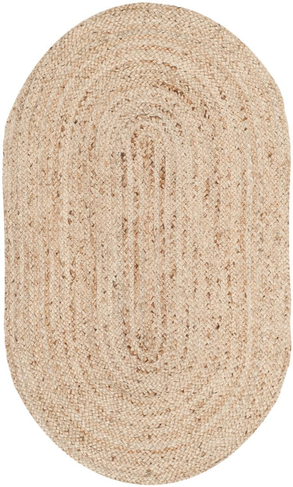 SAFAVIEH Area Rug 3x5 Oval - Cape Cod Collection - Natural Brown, Handmade Braided Flat Weave Jute (CAP252A)