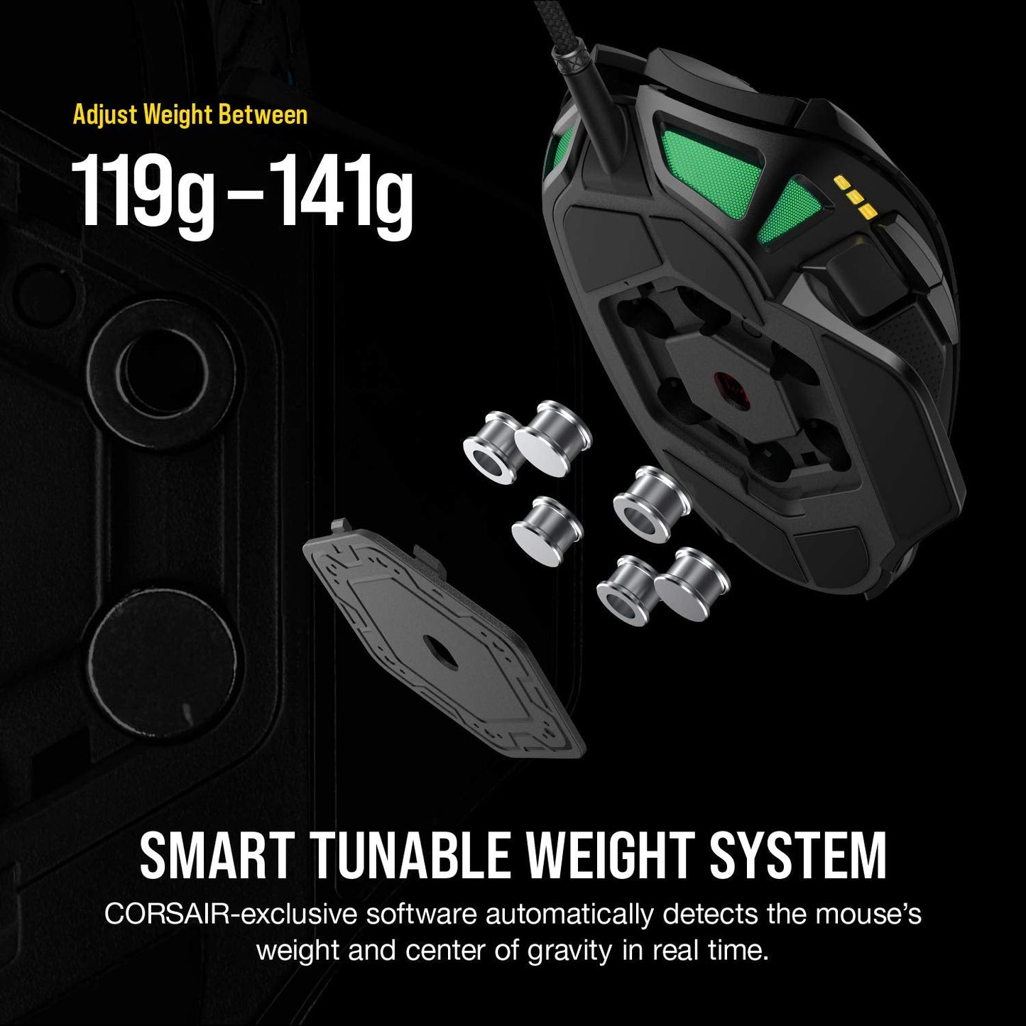 Corsair NIGHTSABRE RGB Wireless Gaming Mouse for FPS, MOBA - 26,000 DPI - 11 Programmable Buttons - Up to 100hrs Battery - iCUE Compatible - Black