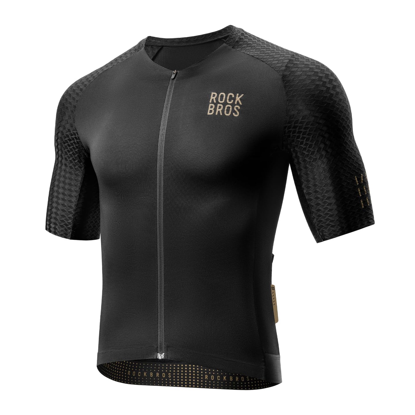 ROCKBROS Men's Cycling Jersey Short Sleeve Road Bike Shirt Zipper Pocket Quick Dry Bicycle Jersey Race Fit Runs Small Black