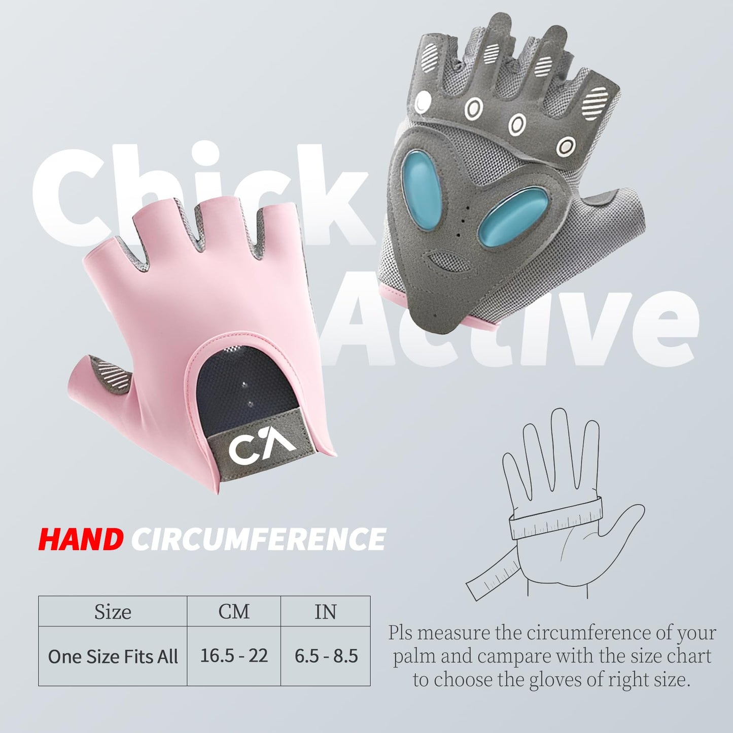 Chick-Active Workout Gloves for Women, Breathable Weight Lifting Gloves with Non-Slip Grip & Cushion Pads for Gym, Fitness Training, Exercise, Cycling (Pink)
