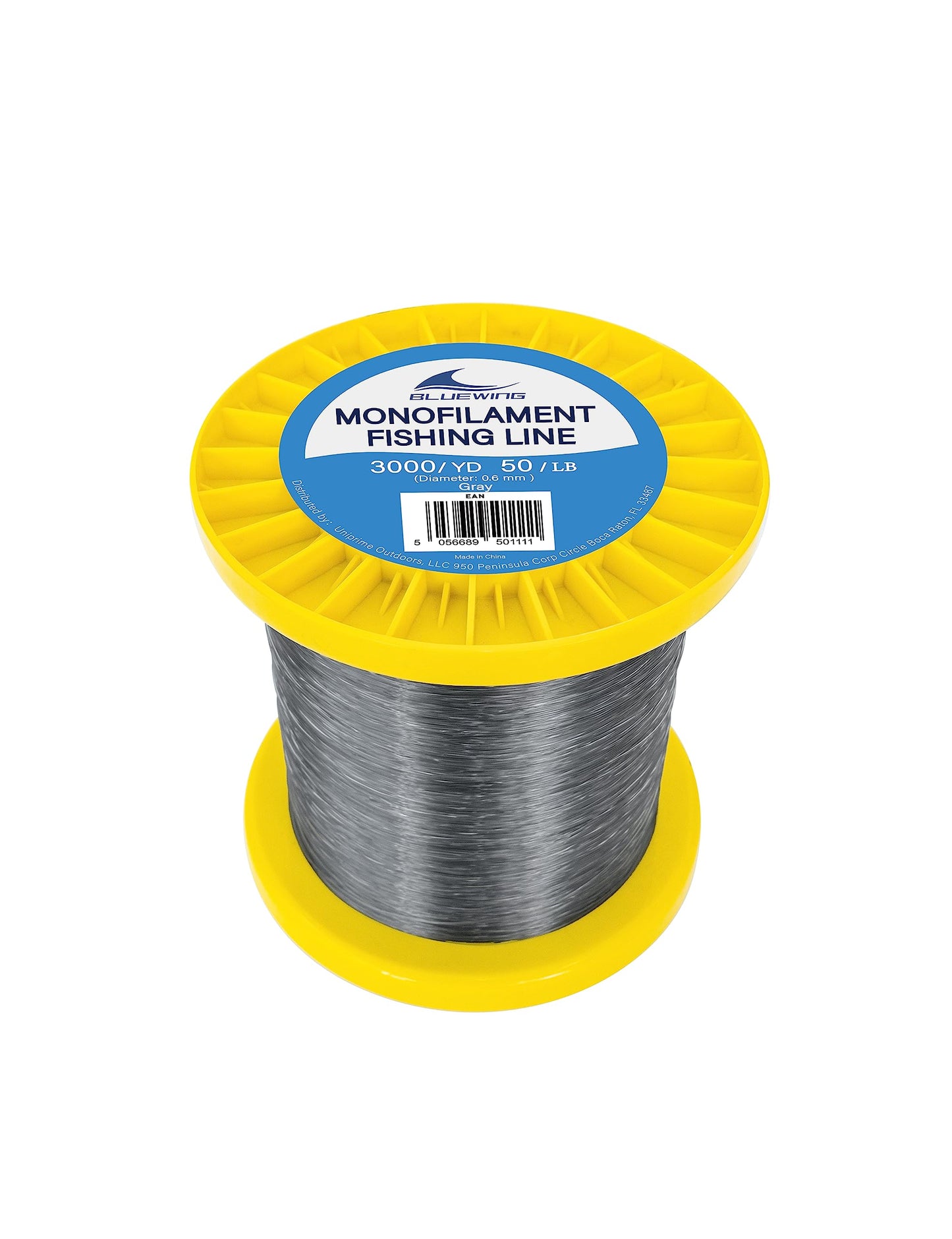 BLUEWING Monofilament Fishing Line Dia. 0.6mm 50 lbs 3000 Yards Invisible Thin Diameter Mono Fish Wire String, Gray
