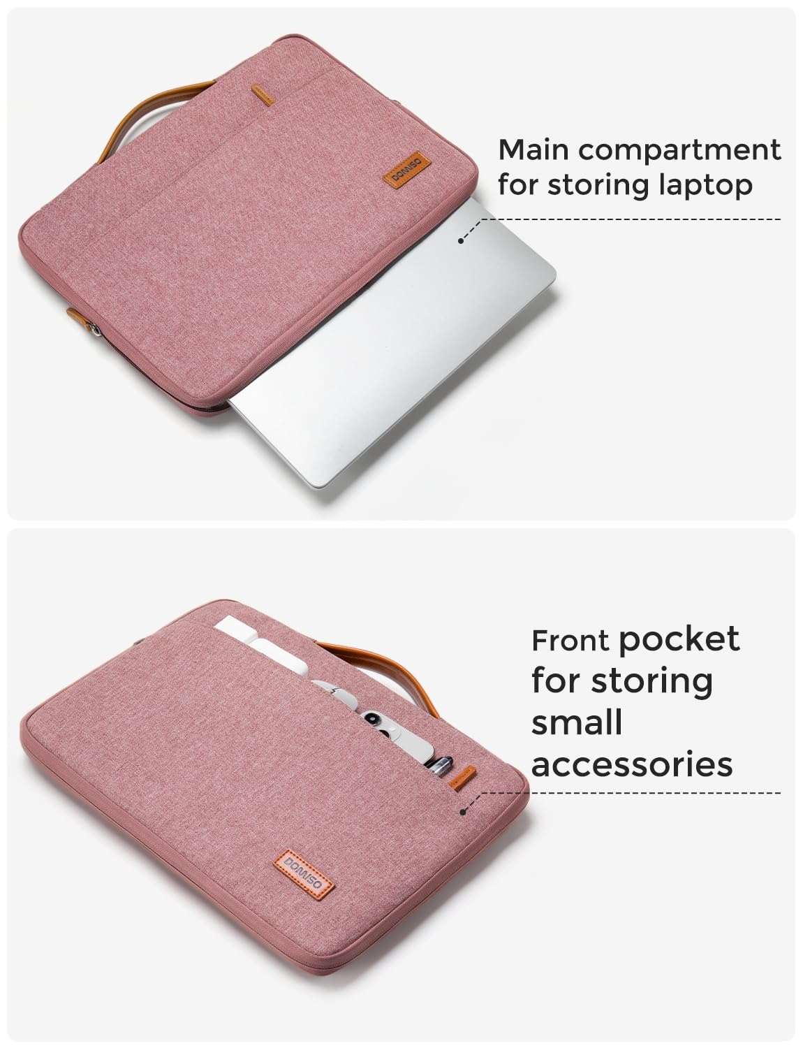 DOMISO 15.6 inch Laptop Case Sleeve Protective Cover Compatible with 16 inch MacBook Pro M4 M3 M2/Pro Max,15.6-16 inch HP Dell ASUS Lenovo Chromebook,Waterproof Computer Cases Bag with Handle,Pink