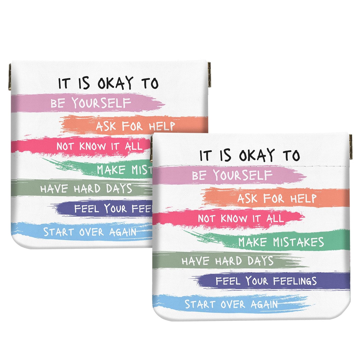 2Pcs PU Leather Small Squeeze Coin Purse Pouch Mini coin Bag Unique And Cute Wallet Cosmetic Bags Change Bag For Women Girls Men （Color font