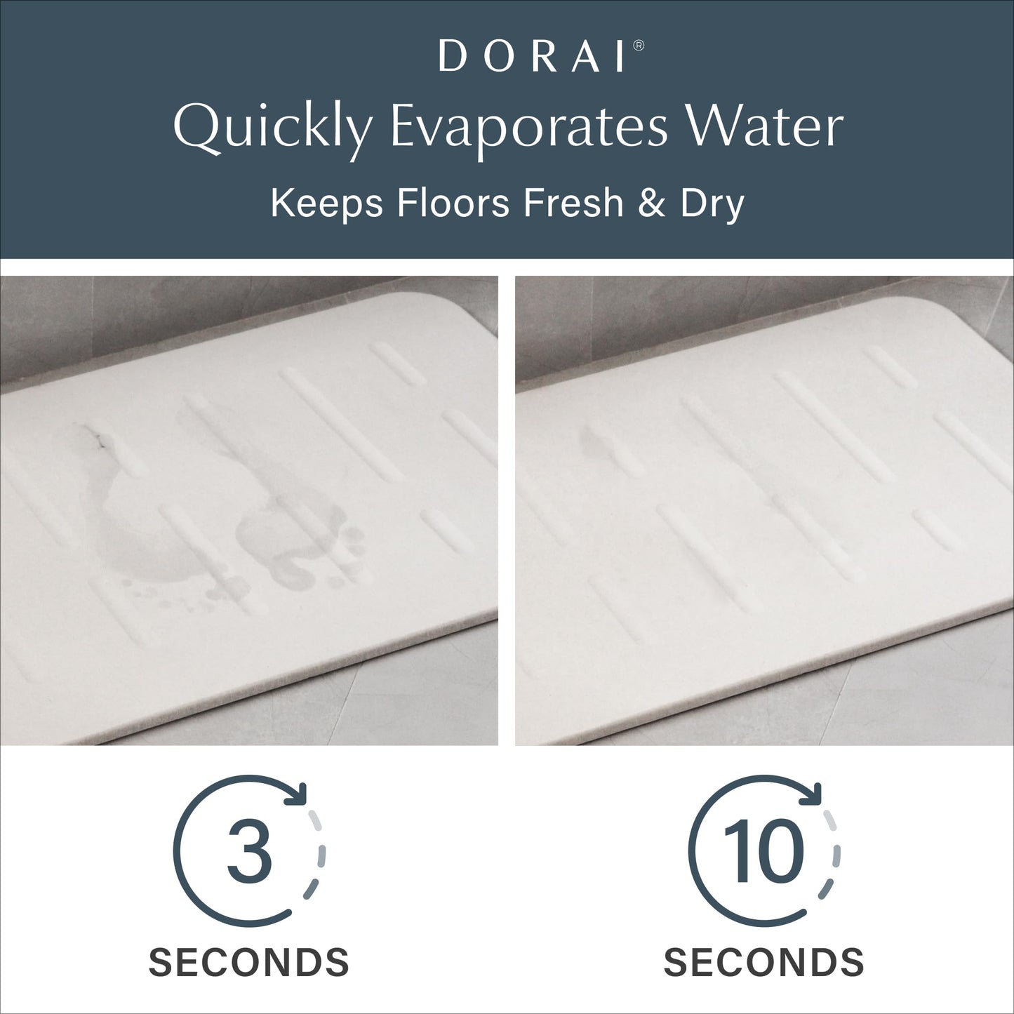 Dorai Home Stone Bath Mat - Premium Diatomaceous Earth Bath Floor Mats with Non-Slip Base, Fast-Drying Modern Shower Mat for Bathroom | Rain Sandstone - 23.6"x15.4"