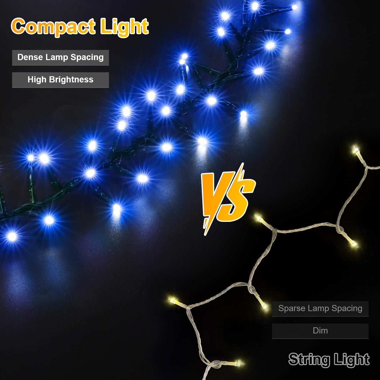 LAMPHOME 500 LED Blue String Lights, 46ft 11 Modes Connectable LED Lights, Waterproof Blue Fairy Lights Plug in, Christmas Tree Lights Outdoor for Xmas Party Garden Bedroom Decor