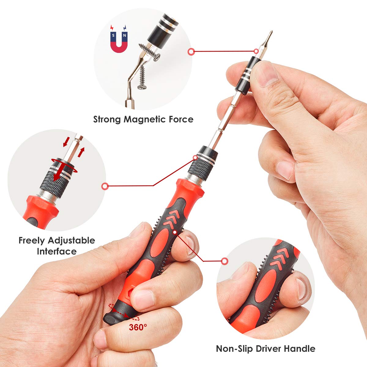 SHARDEN Precision Screwdriver Set, 122 in 1 Electronics Magnetic Repair Tool Kit with Case for Repair Computer, iPhone, PC, Cellphone, Laptop, Nintendo, PS4, Game Console, Watch, Glasses etc (Red)