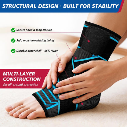 AMITOFO Ankle Brace for Sprained Ankle, Plantar Fasciitis & Achilles Tendonitis Relief, Heel Support with Strap for Men Women, Compression Wrap for Foot Swelling(Single, Medium)