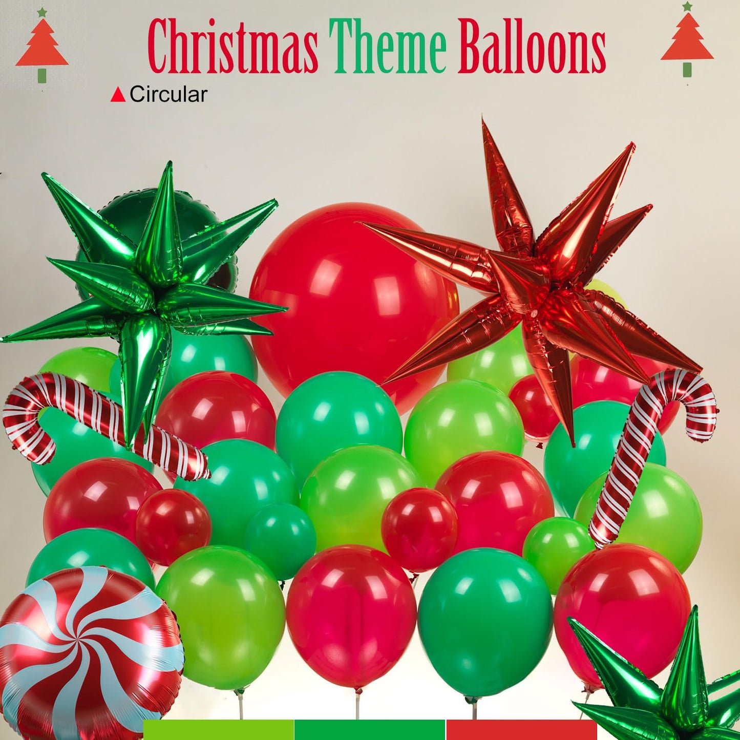 kozee Christmas Balloon Garland Arch Kit140+pcs Xmas Red Green Balloons with candy cane Christmas tree gift box Balloons for Kids Grinchmas Party Naughty Christmas Birthday Decorations