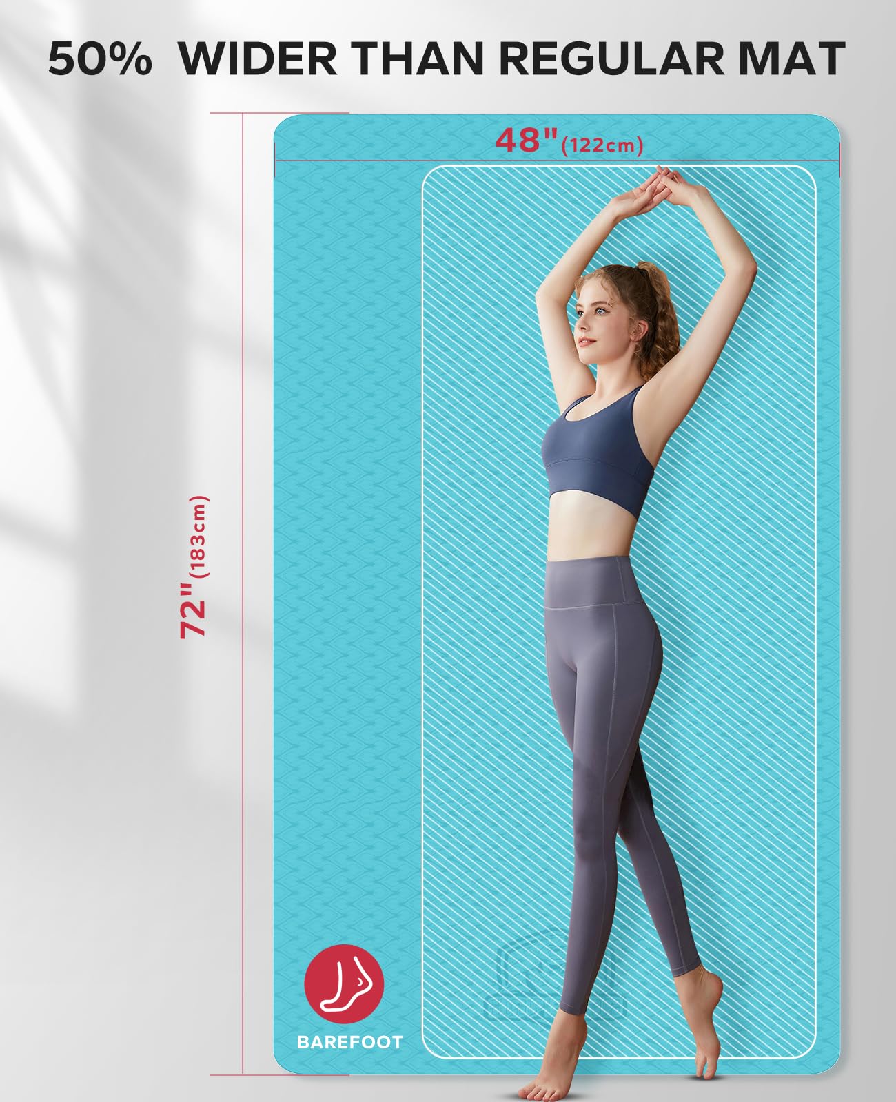 HAPBEAR Extra Large Yoga Mat - 72"x48"/78"x54", 1/4" & 1/3" Thick, Non-Slip, Durable, Eco-Friendly, Wide Exercise Mat for Home Workouts, Yoga, Pilates, Stretching, Meditation (Barefoot Exercise)