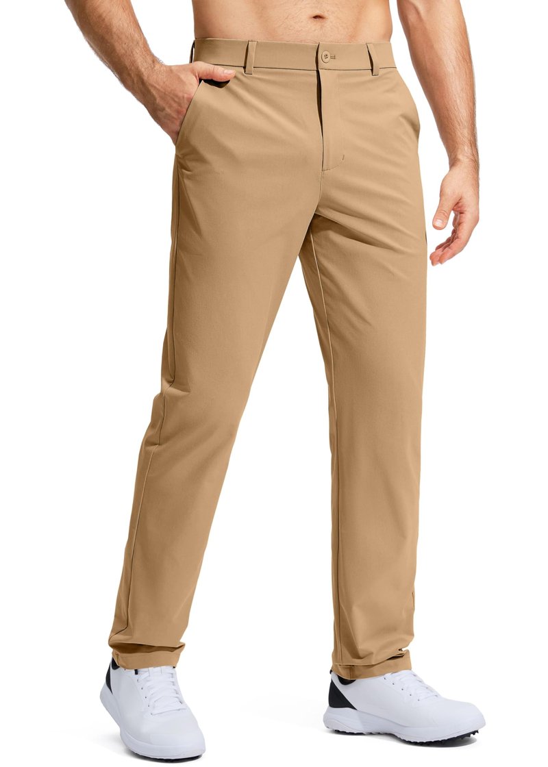 Pudolla Men's Golf Pants Mens Stretch Dress Pants 30 Lightweight Quick Dry Casual Slacks Work Pants with Pockets(Dark Khaki 40Wx30L)