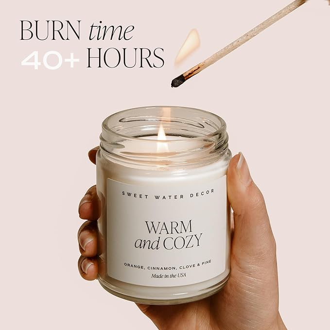 Sweet Water Decor Wildflowers and Salt Soy Candle - Lemon, Rosemary, Leafy Green and Jasmine Spring Candles for Home - 9oz Clear Jar + Gold Lid, 40+ Hour Burn Time, Made in The USA