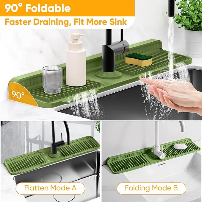 24'' Longer Faucet Mat for Kitchen Sink Splash Guard Kitchen Sink Faucet Mat