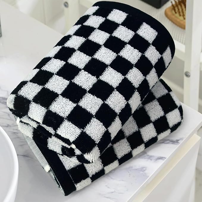 Jacquotha Black and White Hand Towels 4 Pack, Cotton Decorative Bathroom Hand