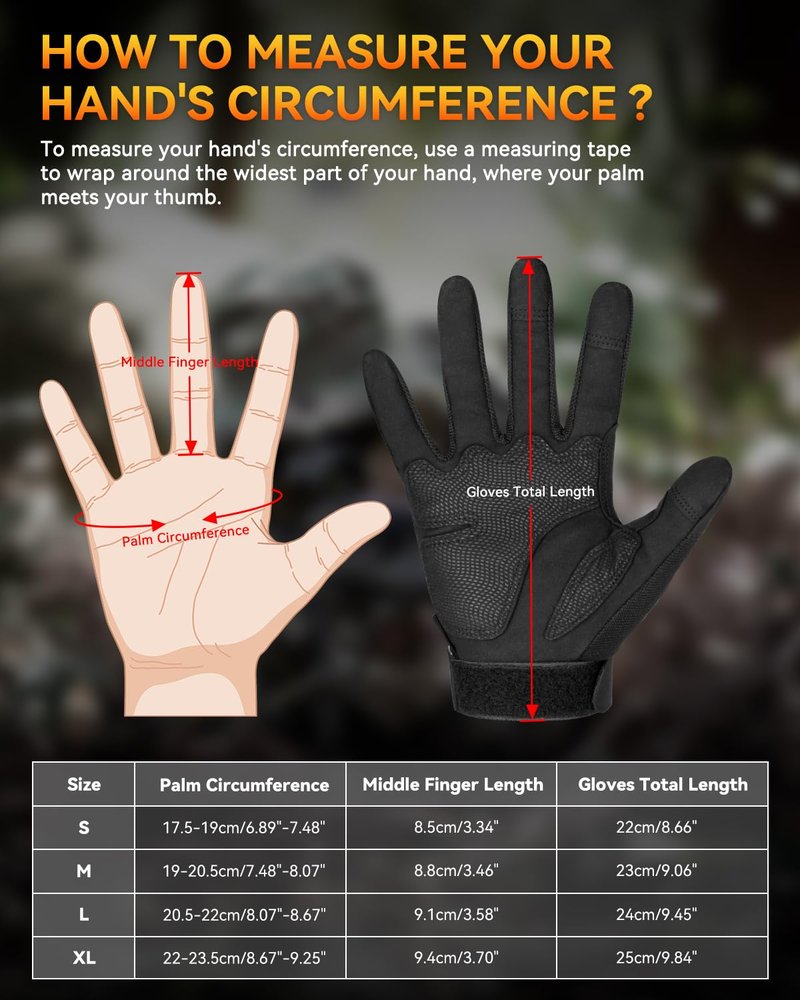 Tactical Gloves for Men and Women, Motorcycle Gloves Black Touchscreen with Hard Shell for Airsoft, Paintball, Motocross, Hunting, Shooting, Camping, ATV Riding, Outdoor Sports, Work (Black, Large)